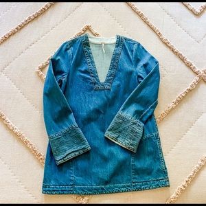 Free People Denim long-sleeved tunic